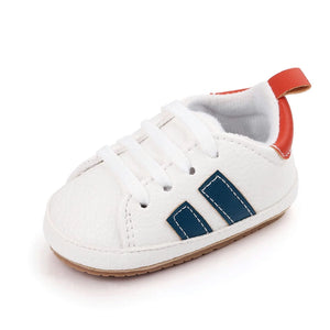 Modern White Baby Shoes with Blue Stripes 5 - Minitaq baby kids clothes dress