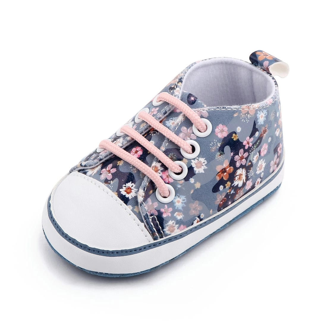 Flower Print Converse Style Baby Girl Shoes 5 - Minitaq baby kids clothes dress