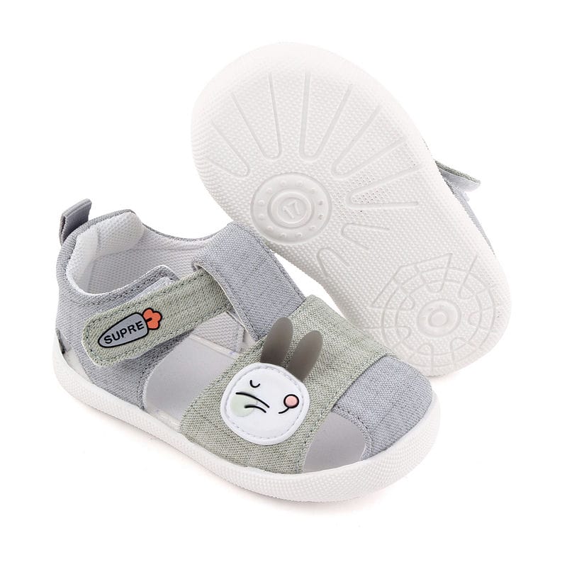 Light Green N Gray Bunny Casual Strap Baby Shoes 5 - Minitaq baby kids clothes dress