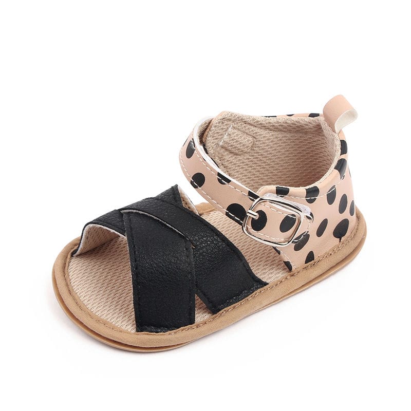 Black N Beige Summer Baby Sandal With Strap 5 - Minitaq baby kids clothes dress