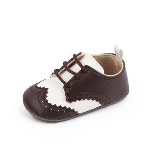 Gentlemen White and Brown Leather Baby Shoes 5 - Minitaq baby kids clothes dress