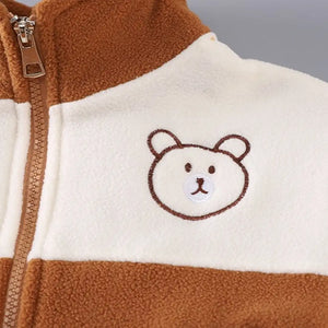 Brown Bear Fleece Zipper Jacket N Pants 2pcs Set - Minitaq baby kids clothes dress