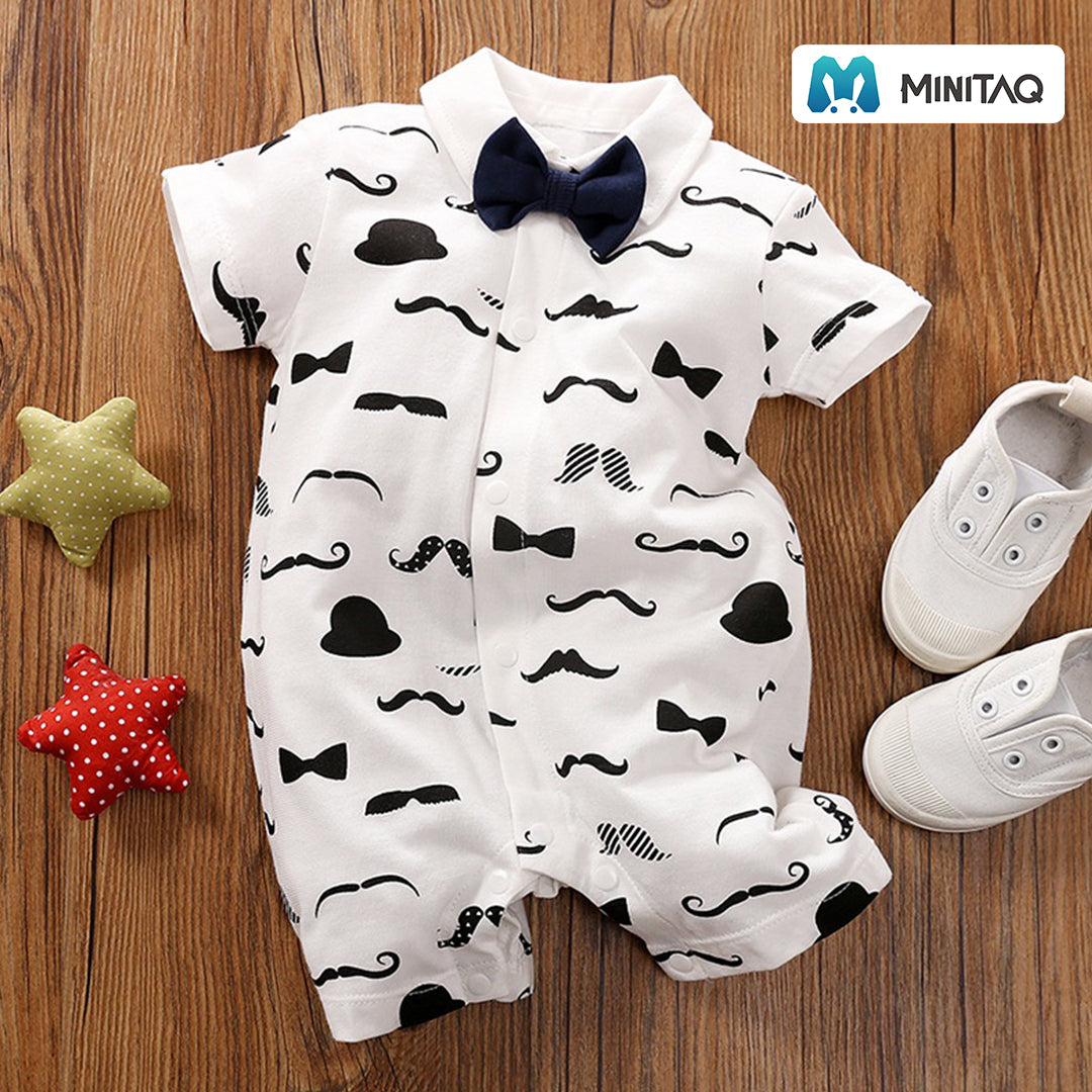 Gentleman Moustache Pattern Baby Boy Romper 1 - Minitaq baby kids clothes dress