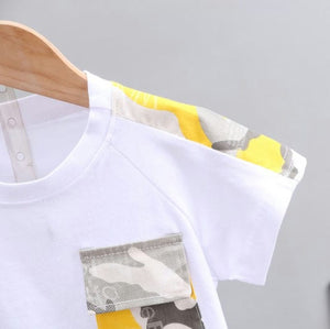 Army Style Shirt N Shorts Yellow Accent 5 - Minitaq baby kids clothes dress