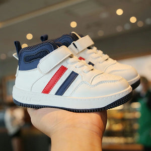 Trendy White Kids Shoes with Red and Blue Stripes 5 - Minitaq baby kids clothes dress