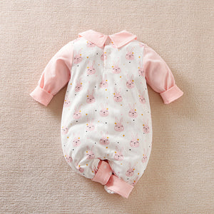 Little Pink Bunnies Pattern Baby Romper 6 - Minitaq baby kids clothes dress