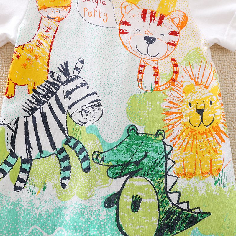 Playful Animal Drawing Baby Romper 7 - Minitaq baby kids clothes dress