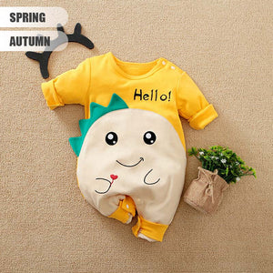 Cute Cartoon Yellow Full Sleeves Romper 2 - Minitaq baby kids clothes dress