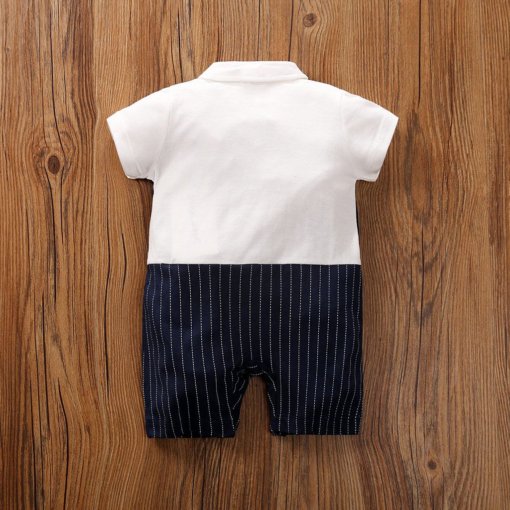 Dark Blue Formal Baby Romper And Bow Tie 6 - Minitaq baby kids clothes dress