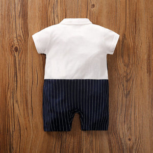 Dark Blue Formal Baby Romper And Bow Tie 6 - Minitaq baby kids clothes dress