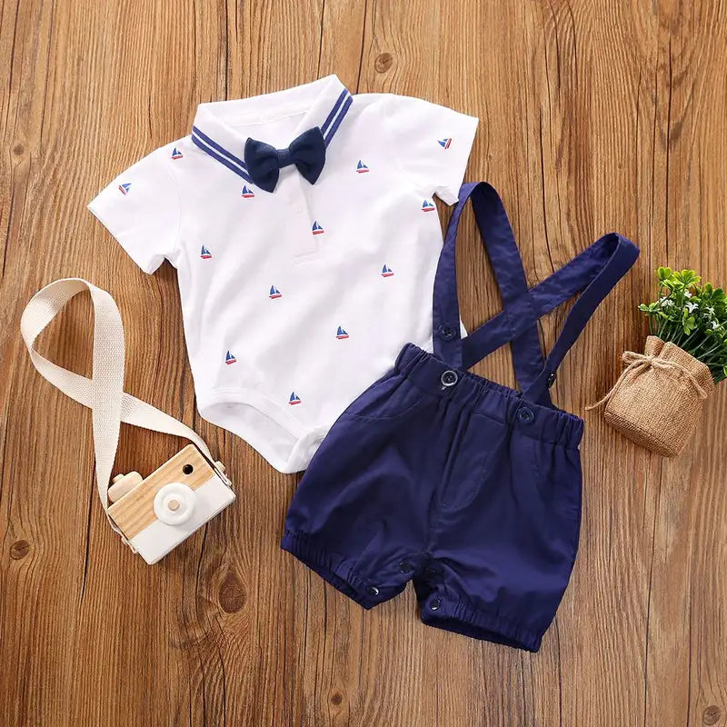 Smart Style Baby Romper 2pc Bow Tie Set 1 - Minitaq baby kids clothes dress