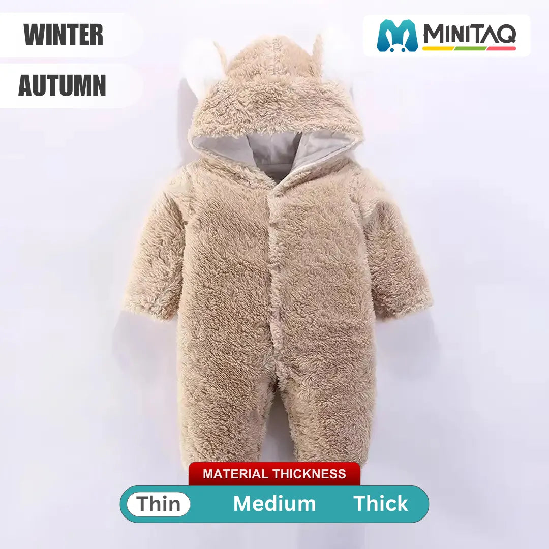 Adventure Soft Beige Hooded Romper 1 - Minitaq baby kids clothes dress