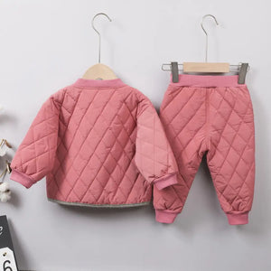 Pink Quilted Puffer N Fur Pocket Style Set - Minitaq baby kids clothes dress