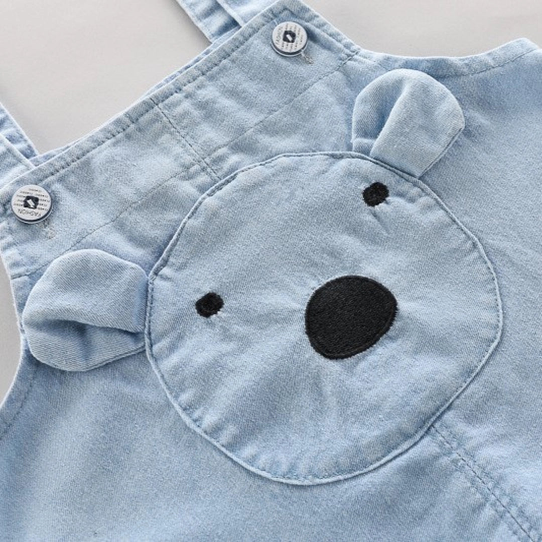 Bear Face Denim Dungaree with Striped Tee - Minitaq baby kids clothes dress 