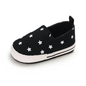 Black with White Stars Patterned Baby Shoes 6 - Minitaq baby kids clothes dress