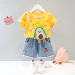 Fun Yellow Shirt With Vintage Denim Shorts 3 - Minitaq baby kids clothes dress