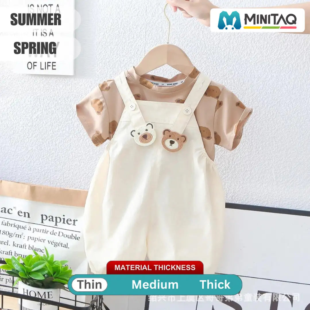 The Bear Brothers With Cream White Dungaree For Kids 2 - Minitaq baby kids clothes dress