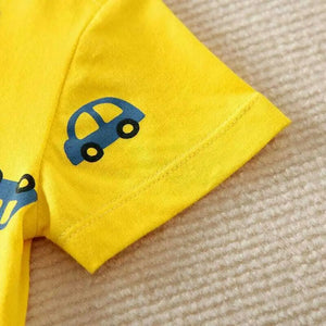 Car Design Yellow Half Sleeve Baby Romper 7 - Minitaq baby kids clothes dress