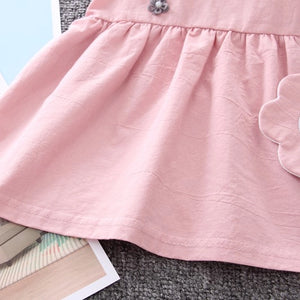 Flower Design Light Pink Sleeveless Cotton Frock For Girls - Minitaq baby kids clothes dress 