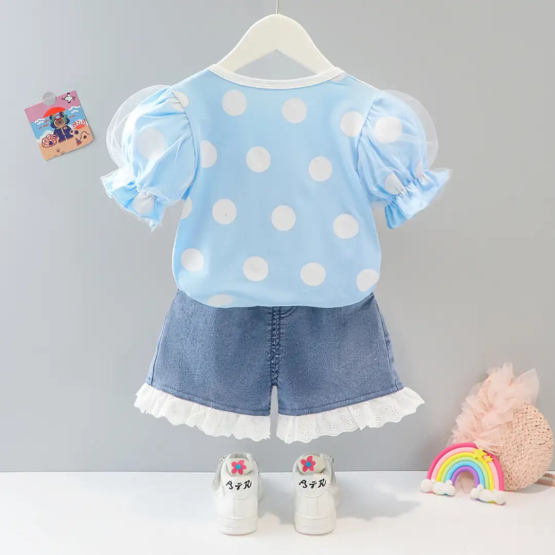 Caring Friends Blue Dress with Ruffle Style Sleeves 7 - Minitaq baby kids clothes dress