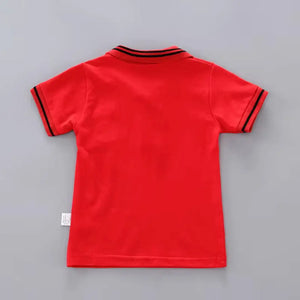 Cotton Red T-Shirt with Embroidery and Beige Shorts 7 - Minitaq baby kids clothes dress