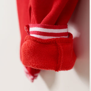 Red Sports Style Winter Fleece Romper With Cap 4 - Minitaq baby kids clothes dress