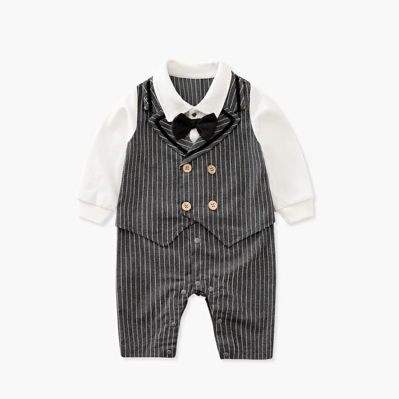 Black Fancy Waistcoat Style Romper 1 - Minitaq baby kids clothes dress