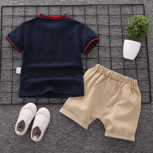 Cotton Blue T-Shirt with Embroidery and Beige Shorts 7 - Minitaq baby kids clothes dress