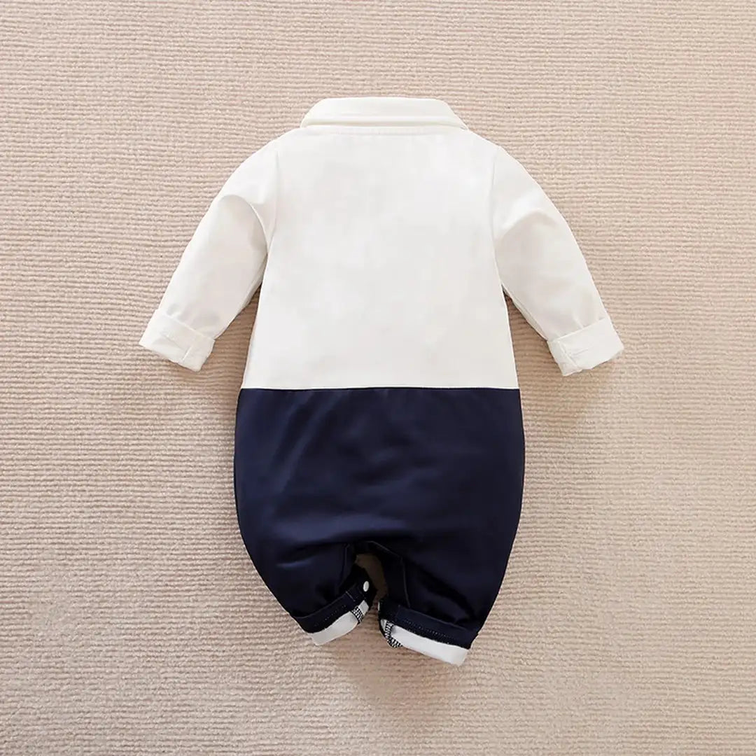 Formal Blue White Waist Coat Style Baby Romper 7 - Minitaq baby kids clothes dress