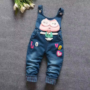 Owl on Dungaree with Pink Ruffle Style Top Set For Girls - Minitaq baby kids clothes dress
