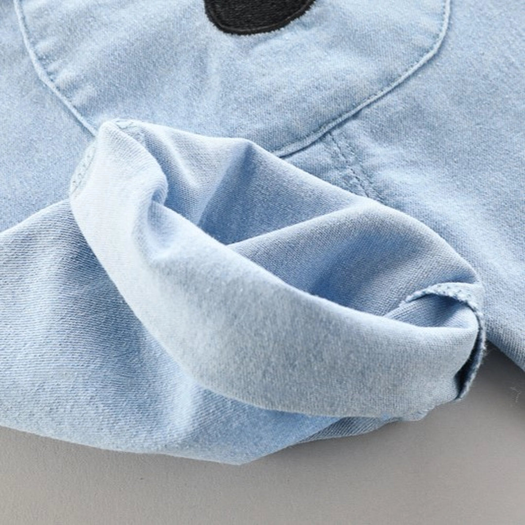 Bear Face Denim Dungaree with Striped Tee - Minitaq baby kids clothes dress 