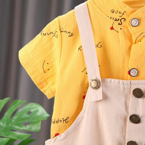 Smiley Yellow Shirt With Dungaree 7 - Minitaq baby kids clothes dress