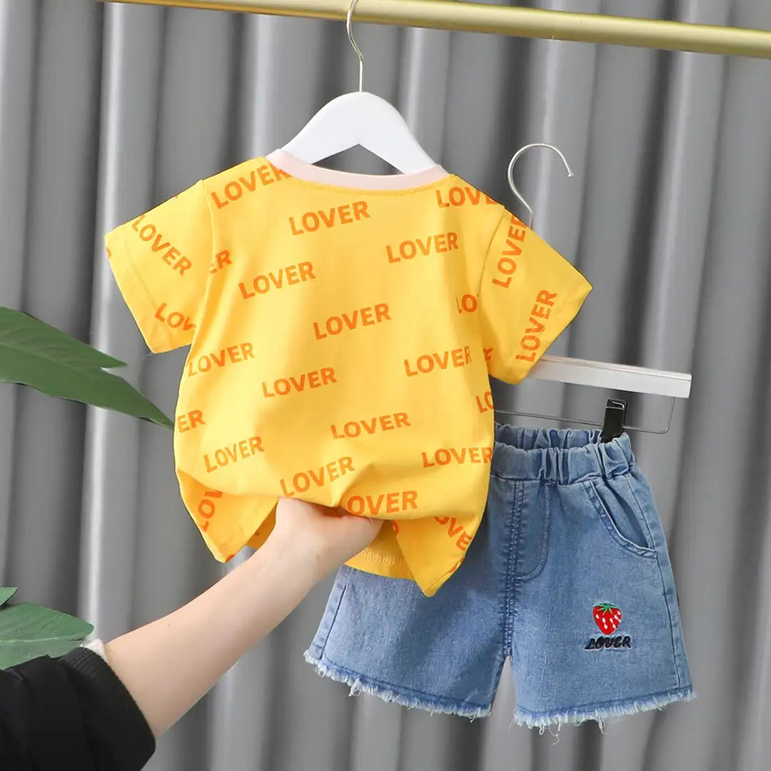 Fun Yellow Shirt With Vintage Denim Shorts 8 - Minitaq baby kids clothes dress