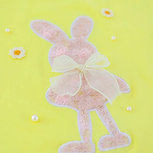 Yellow Fly Sleeve Fairy Bunny With Casual Jeans For Girls 5 - Minitaq baby kids clothes dress