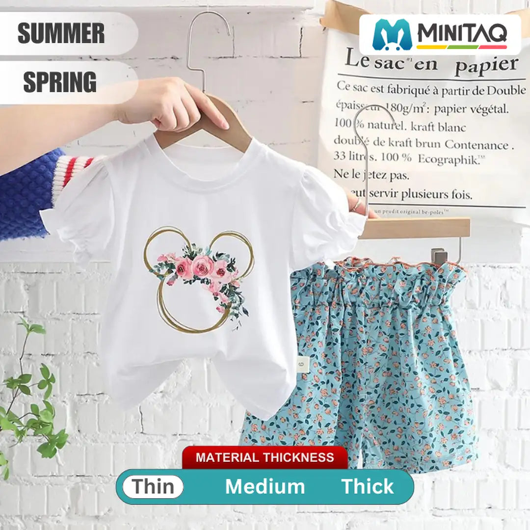 Rosy Minnie Top N Skirt Style Short Summer Set For Girls 2 - Minitaq baby kids clothes dress