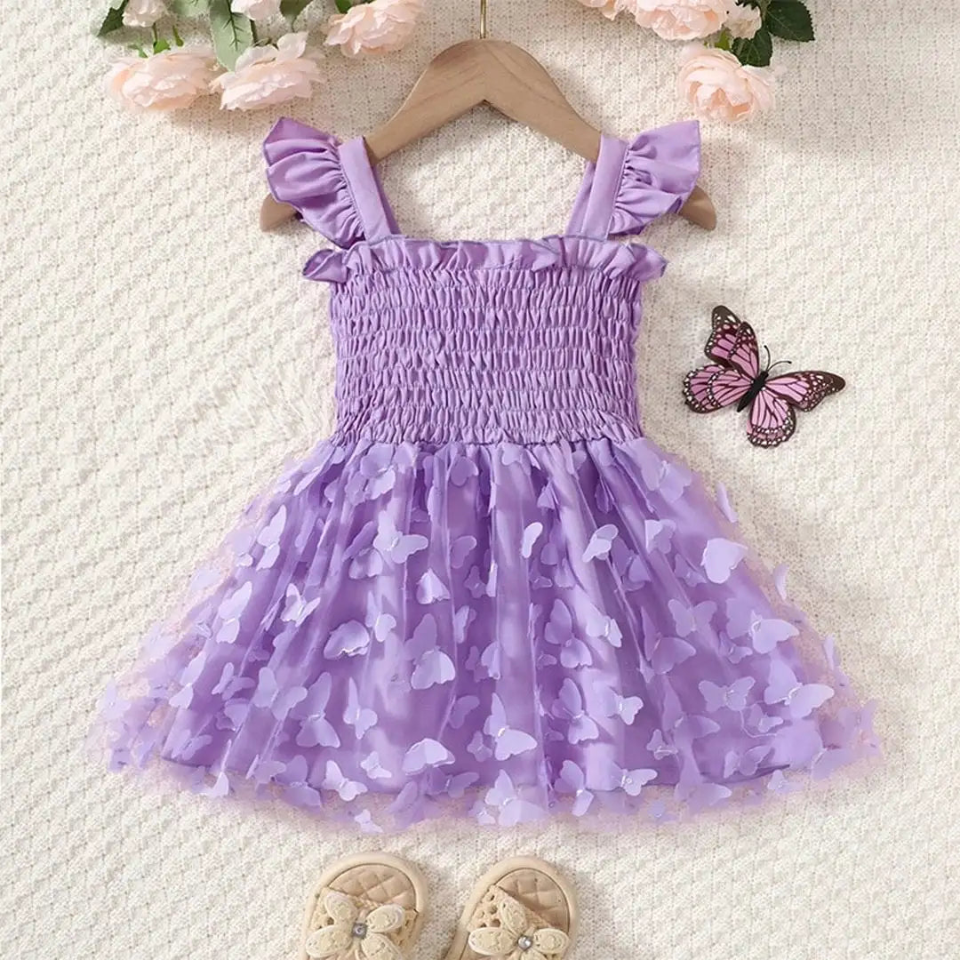 Purple Butterfly Tulle Frock For Baby Girls 2 - Minitaq baby kids clothes dress