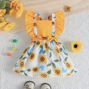 The Yellow Winged Style Casual Baby Girl Dress 8 - Minitaq baby kids clothes dress