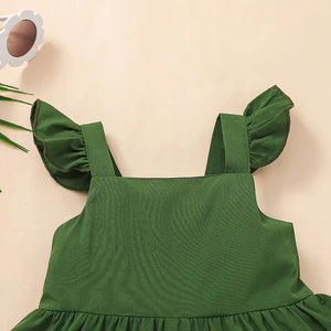 Green Sleeveless Top With Bottom Lace Shorts For Baby Girl 7 - Minitaq baby kids clothes dress