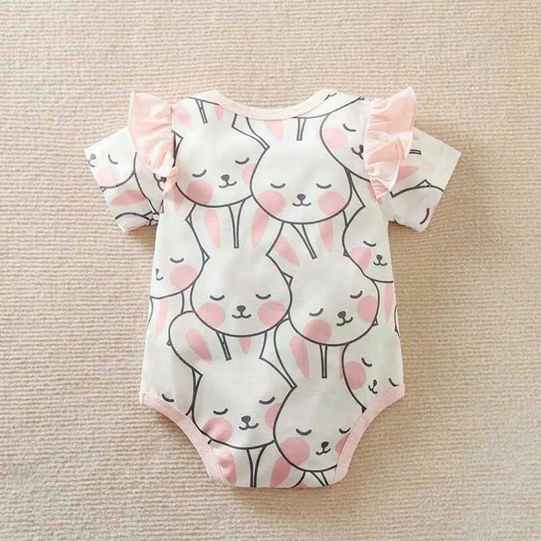 Pink Bunnies Pattern Baby Girl Romper 8 - Minitaq baby kids clothes dress