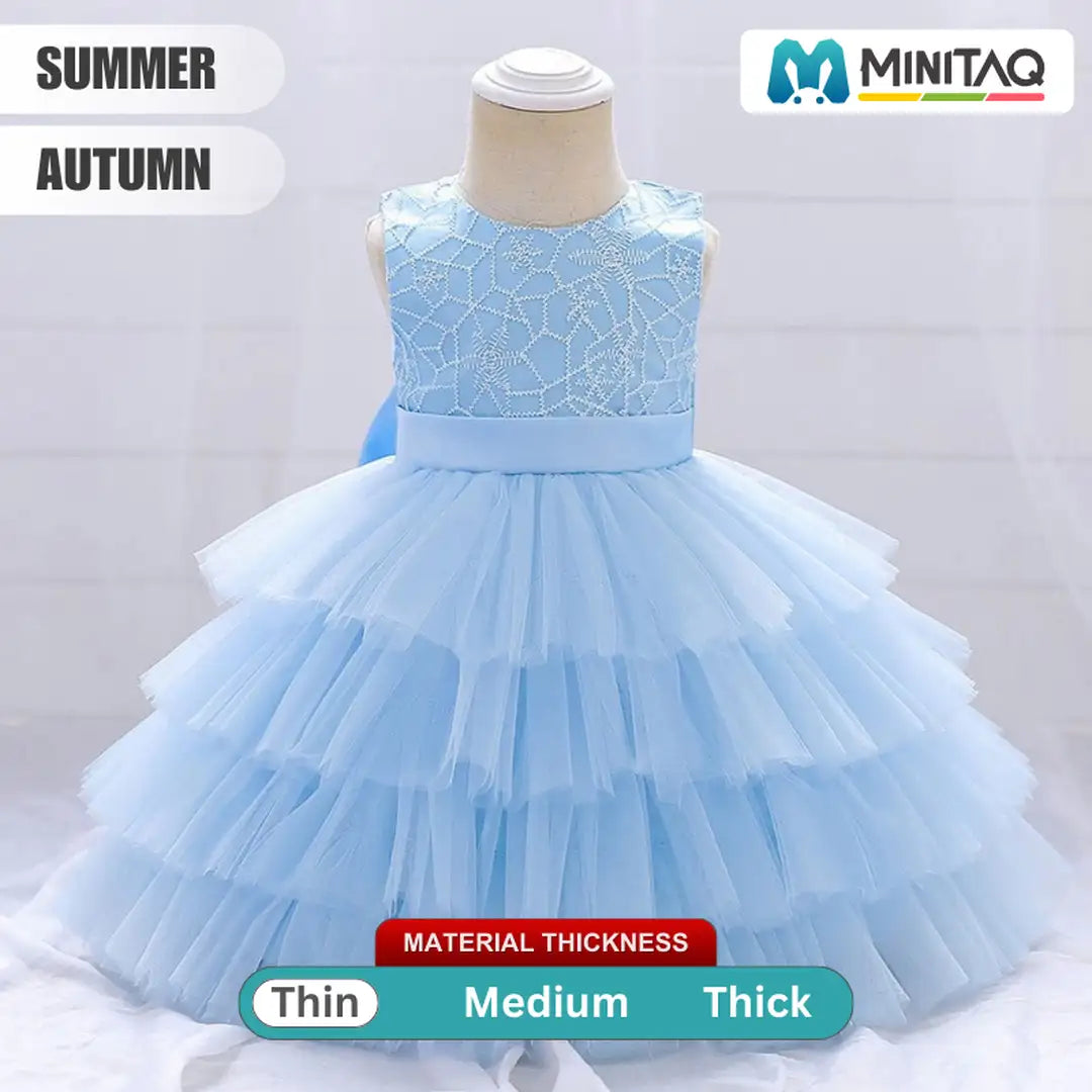 Blue Stylish Multi Layered Toddler  Frock Dress 2 - Minitaq baby kids clothes dress