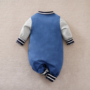 Blue And Gray Sports Jersey Style Baby Romper 7 - Minitaq baby kids clothes dress