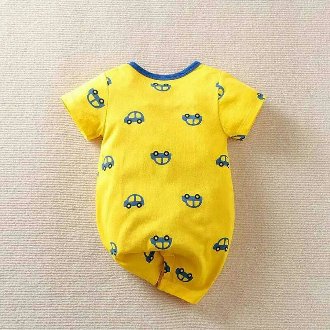 Car Design Yellow Half Sleeve Baby Romper 8 - Minitaq baby kids clothes dress