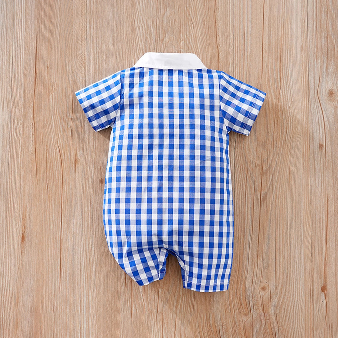 Blue Gingham Pattern Baby Cotton Romper 7 - Minitaq baby kids clothes dress