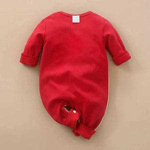 Reindeer Red Beige Cotton Baby Romper 8 - Minitaq baby kids clothes dress