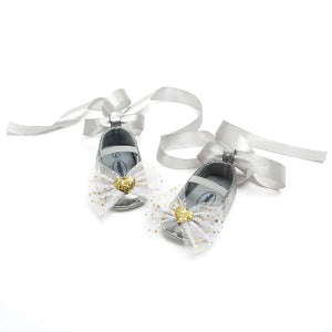 Classy Fancy Silver Baby Girl Shoes with Ribbon and Bow 7 - Minitaq baby kids clothes dress