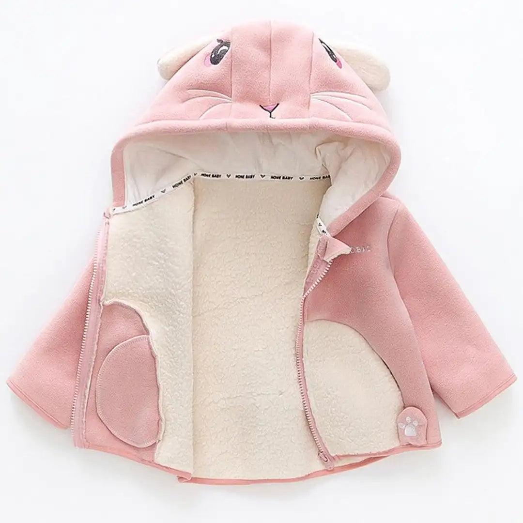 Rabbit Face Zipper Winter Hoodie - Minitaq baby kids clothes dress