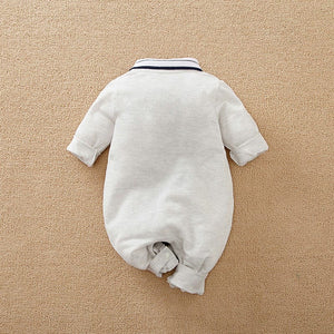 Casual Polo Gray Baby Romper With Bow Tie 8 - Minitaq baby kids clothes dress