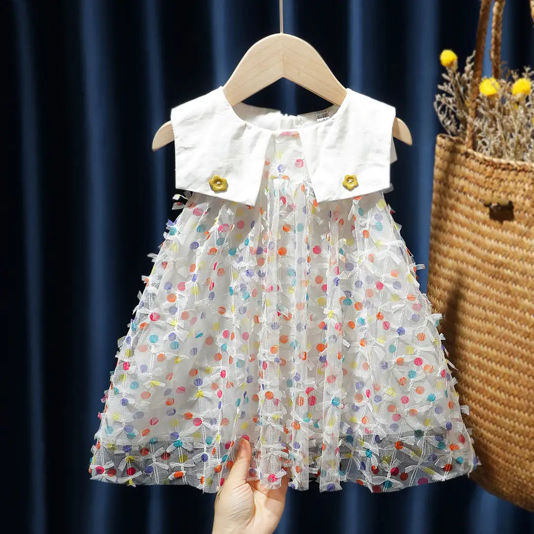 Smarties Multicolors Dots Pattern Frock For Girls 8 - Minitaq baby kids clothes dress