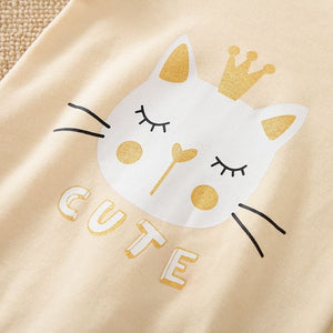 Adorable Light Yellow Cute Cat 7 - Minitaq baby kids clothes dress