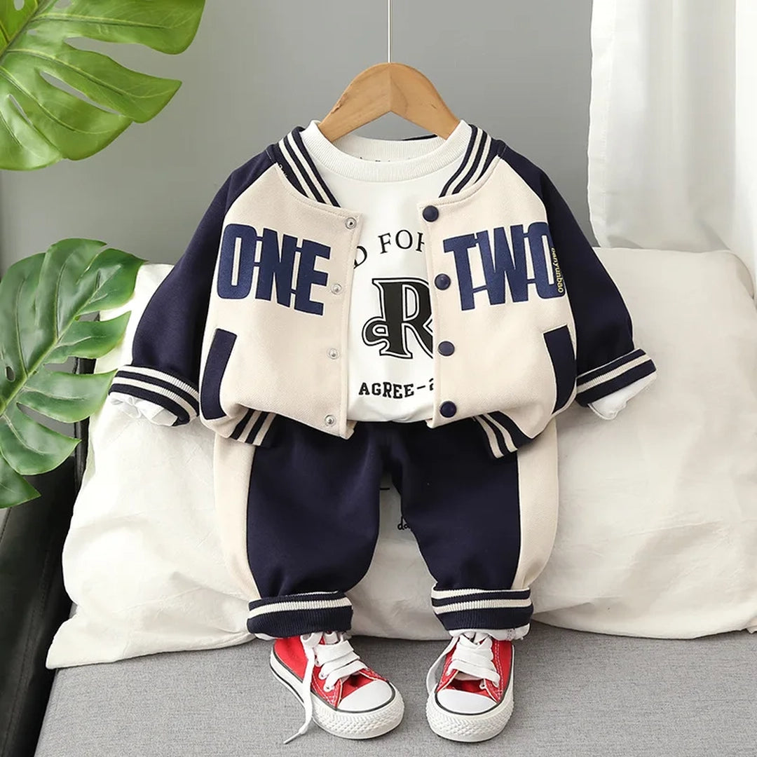 One Two Design Blue and Beige Color Shirt with Pants - Minitaq baby kids clothes dress